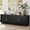 Black, variant on FORTUNETEC Mid Century Modern TV Stand for 75 inch TVs, 67" Entertainment Center with Arched Design, Adjustable Shelves, Walnut