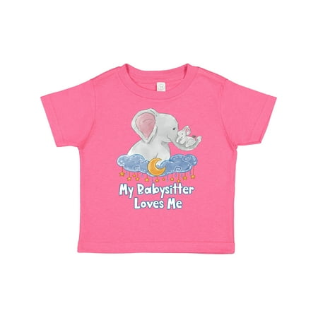 

Inktastic My Babysitter Loves Me Cute Elephants Clouds Moon and Stars Gift Toddler Boy or Toddler Girl T-Shirt