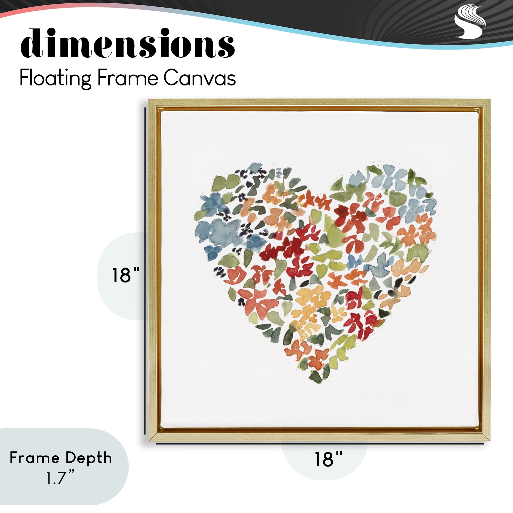 Stupell Industries Blooming Earth Tone Heart Gold Framed Floater Canvas Wall Art, design by Lanie Loreth