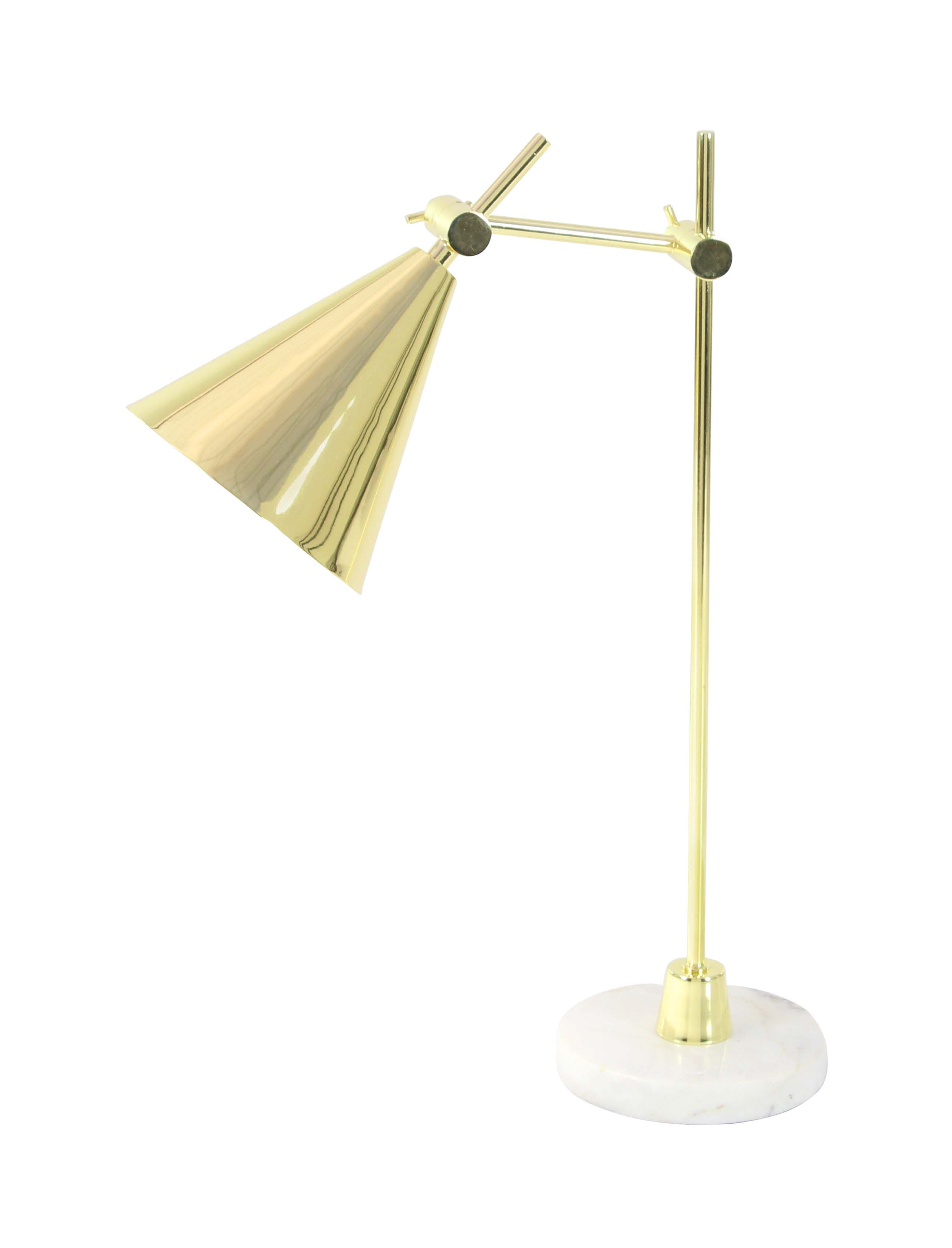 Decmode Contemporary 22 Inch Gold Metal Task Lamp With White Marble