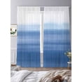 thumbnail image 3 of Sheer Curtains 96 Inches Long 2 Panels, Summer Ocean Blue Gradient Rod Pocket Curtain Voile Draperies, Ombre Minimalist Art Light Filtering Window Treatment for Living Room Kitchen Bedroom, 3 of 8