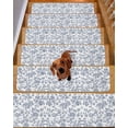 thumbnail image 2 of Blue Flower Stair Treads for Wooden Steps Indoor Runner Rug Carpet, Vintage Farmhouse Boho Leaf Spring Summer 10 Pieces Peel and Stick Staircase Step Treads Covers Washable Throw Door Mats, 30"x8", 2 of 6