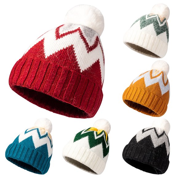Black Winter Hats for Men Women Polyester Thick, Soft & Warm Chunky Beanie Hats One Size