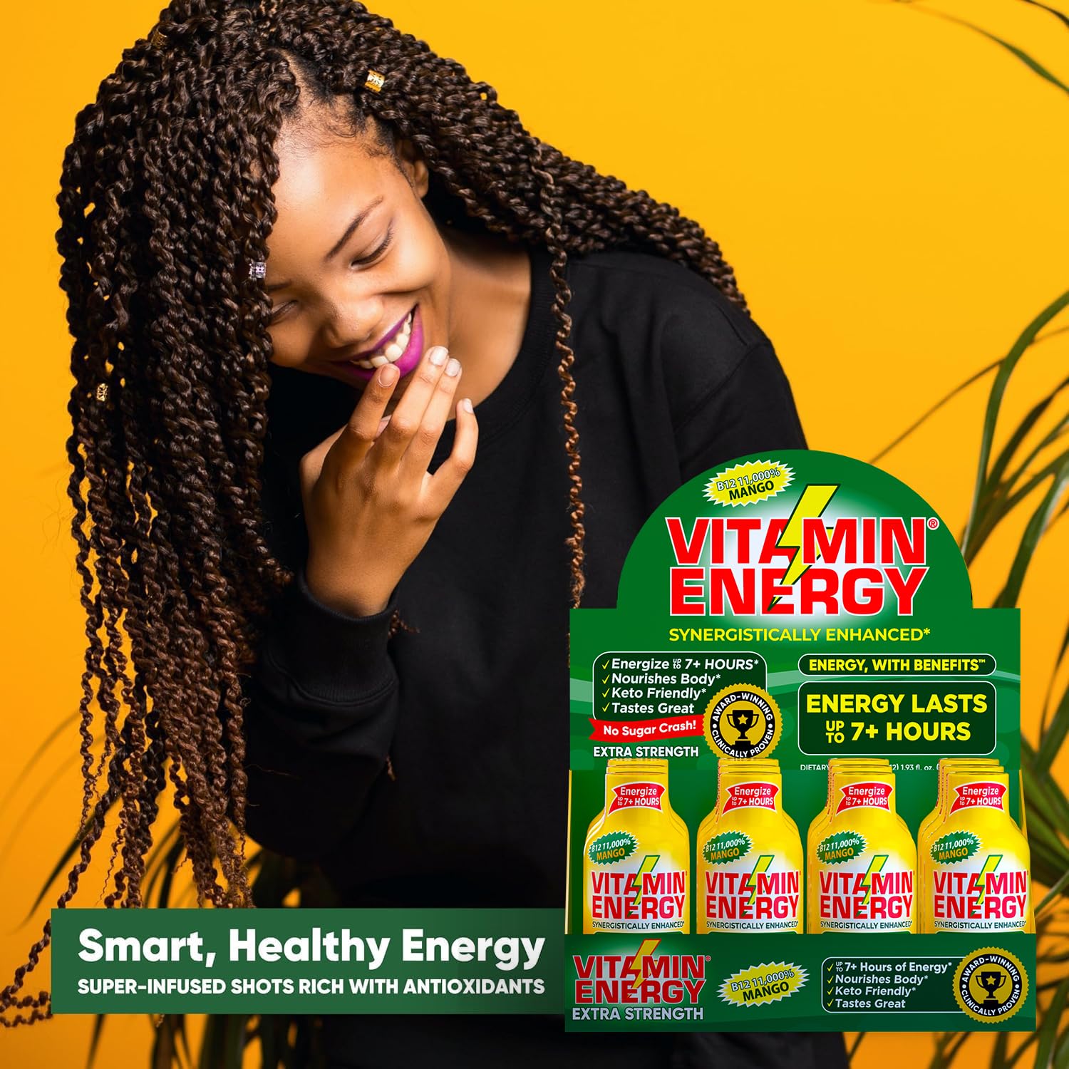 Vitamin Energy B12 Extra Strength Shot, Mango, 12 Pack – 260mg Natural Caffeine, 11,000% DV B12 & B6, Zero Sugar, 1.93 fl oz