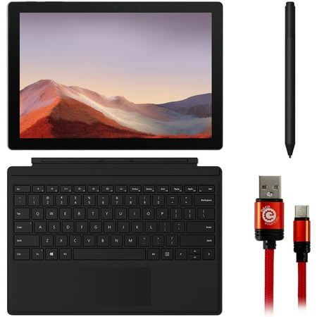Microsoft VAT-00016 Surface Pro 7 12.3-inch Touch Intel i7-1065G7 16GB/512GB, Black Bundle with Microsoft Surface Pen, Signature Type Cover and 3FT Braided Type-C Charge and Sync USB Cable