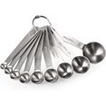 thumbnail image 1 of 18/8 Stainless Steel Measuring Spoons Set of 9, (1/16 TSP, 1/8 TSP, 1/4 TSP, 1/3 TSP, 1/2 TSP, 3/4 TSP, 1 TSP, 1/2 tbsp & 1 tbsp) for Dry and Liquid I, 1 of 5