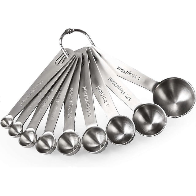18/8 Stainless Steel Measuring Spoons Set of 9, (1/16 TSP, 1/8 TSP, 1/4 TSP, 1/3 TSP, 1/2 TSP, 3/4 TSP, 1 TSP, 1/2 tbsp & 1 tbsp) for Dry and Liquid I