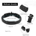 thumbnail image 2 of Mens Double-Band Black Braided Leather Bangle Bracelets Cremation Jewelry for Ashes Wristband Memorial Urn Bangle with Cross Charm, 2 of 7