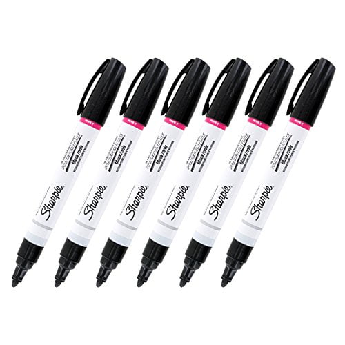 Sharpie Oil-Based Paint Marker, Medium Point, Black Ink, Pack of 6