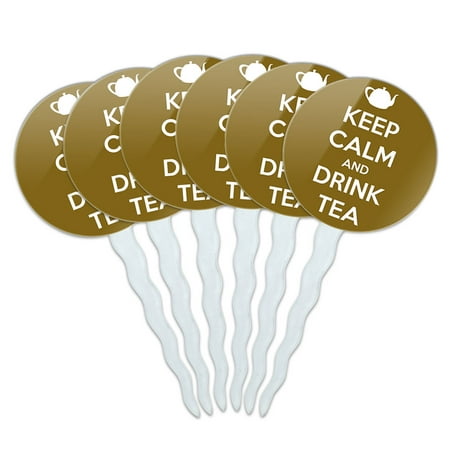 Keep Calm And Drink Tea Teapot Cupcake Picks Toppers - Set of