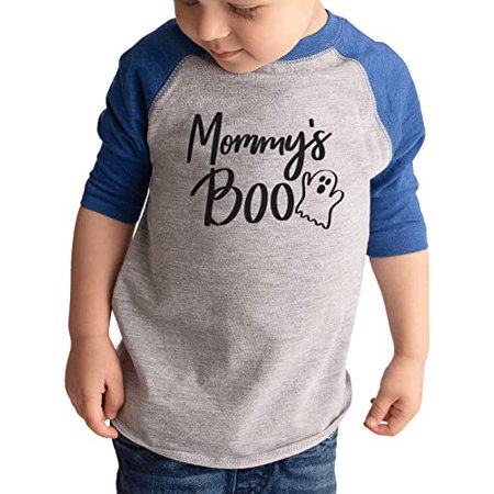 

7 ate 9 Apparel Kids Happy Halloween Shirts - Mommy s Boo - Funny Ghost Tee - Blue Shirt 3T
