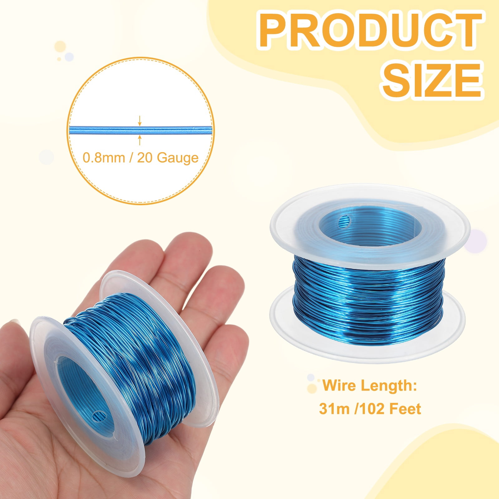 Uxcell Anodized Aluminum Wire for Jewelry Craft Making, Bendable Flexible Wire Blue 20 Gauge