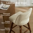 thumbnail image 3 of Vknow Furniture Distressed Faux Leather Swivel Bar Stools Set of 2 Cutout Backrest Solid Wood Legs for Kitchen Island Counter Chairs,Beige, 3 of 9