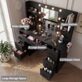 thumbnail image 6 of Lacoo Vanity Desk with Mirror and LED Lights, Makeup Vanity with 7 Drawers & 4 Shelves, Vanity Table with Power Outlet for Bedroom Dressing Room, Black, 6 of 9