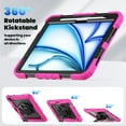 thumbnail image 3 of 3 Layer Multi-Functional Case for iPad Air 13 2024, for Kids Heavy Duty Protective Case with Screen Protector & Stylus Holder & 360 Rotating Stand and Hand/Shoulder Strap Cover - Rose, 3 of 9