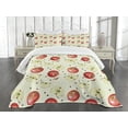 thumbnail image 3 of Ambesonne Fruits Quilted Bedspread Set 3 Pcs, Winter, Queen Size, Cream Ruby Umber, 3 of 5