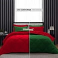 thumbnail image 2 of DNG Creations 3 Piece Solid Reversible Diamond Pattern Comforter 550 GSM All Season 800 TC, 100% Egyptian Cotton - California King - Size ( Green/Red Colour ), 2 of 7