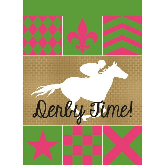 Magnolia Garden Flags M010047 13 x 18 in. Derby Silks Derby Time Burlap Garden Flag