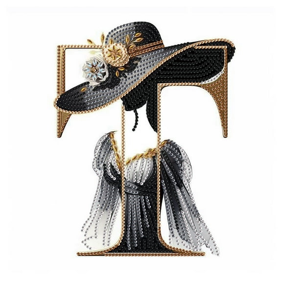 5D DIY Diamond Painting Kit Elegant Ladies' Letter T Special Shape Creative Diamond Craft Suitable for Home and Office Decor, Festive Gifts