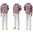 thumbnail image 4 of E-TING 3 Sets Fashion Casual Wear Plaid Doll Clothes Jacket Pants Outfits with 3 Pairs Shoes for 12 Inches boy Dolls, 4 of 6