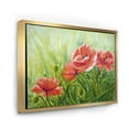 thumbnail image 3 of Designart 'Red Blossoming Poppies Over Wild Green III' Traditional Framed Canvas Wall Art Print, 3 of 5