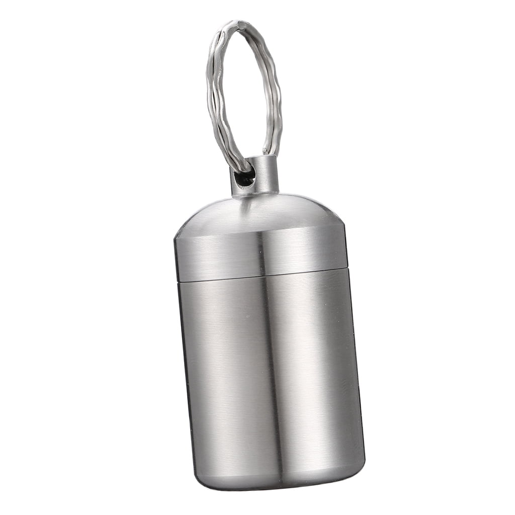 Keychain holder case waterproof storage box capsule pill coin 