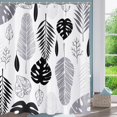 thumbnail image 3 of Shower Curtain,Tropical Black White Leaf Shower Curtains for bathroom,Grey Palm Leaves Abstract Plant Shower Curtain Set,Waterproof Fabric Cloth Shower Curtains,Bathtub Curtain with Hooks72x72in, 3 of 6