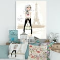 thumbnail image 2 of Designart ' Cute Girl By The Tour Paris Eiffel Tower ' Children's Art Canvas Wall Art Print, 2 of 4
