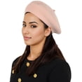 thumbnail image 3 of Women's Wool French Beret Hats Solid Color Classic Beanie Fall Winter Cap- Light Pink, 3 of 6