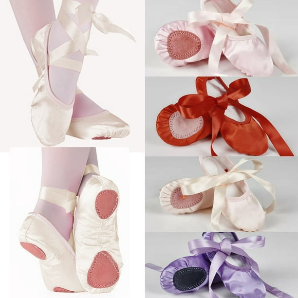 Ballet Slipper, Ballet Shoes Gymnastics Flats Split Sole Dance Yoga Flats  with Ribbon for Girls Toddler Little Kid 