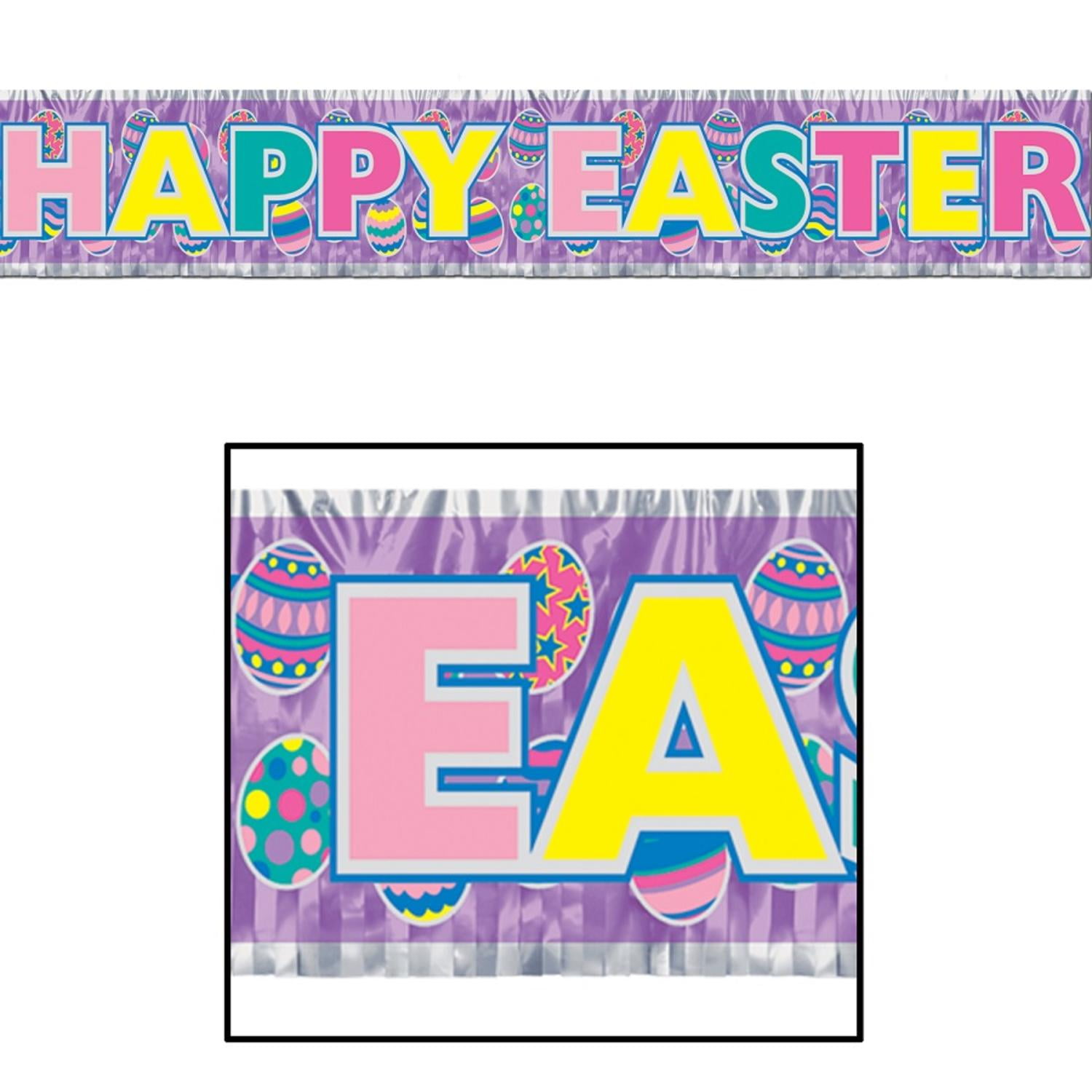 Club Pack of 12 Metallic "Happy Easter" Fringe Banner Hanging... by Party Central