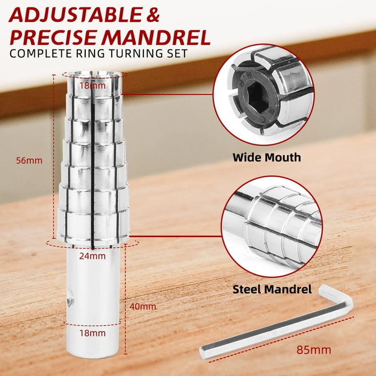 Expanding Stainless Steel Ring Mandrel with Hex Allen Key - Heavy Duty Ring  Shaper Tool for Ring Turning and Ring Making ( Ring Sizes 7.5-10.5 ) 