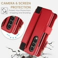 thumbnail image 6 of for Samsung Galaxy Z Fold 3 Wallet Case with S Pen Holder, Magnetic Closure with RFID Blocking ID Card Slots Zipper Purse PU Leather Flip Kickstand Lanyard Phone Case,Red, 6 of 7