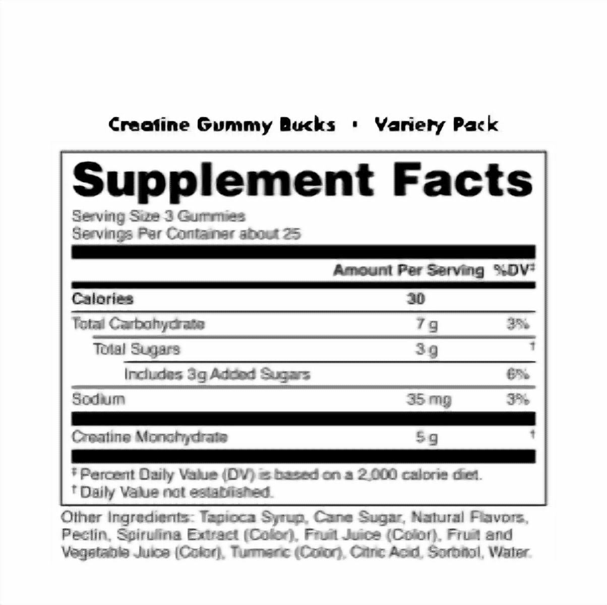 Bucked Up Creatine Gummies - Blue Blast 25serv