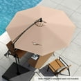 thumbnail image 2 of Gymax 10 FT Patio Offset Umbrella w/ X-shaped Base Infinite Tile & 360° Rotation Coffee, 2 of 10
