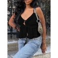 thumbnail image 5 of Women's Summer Fashion Ruffled Hem Tank Top, Spaghetti Strap Cropped Cami Tops for Casual & Versatile Wear, 5 of 5