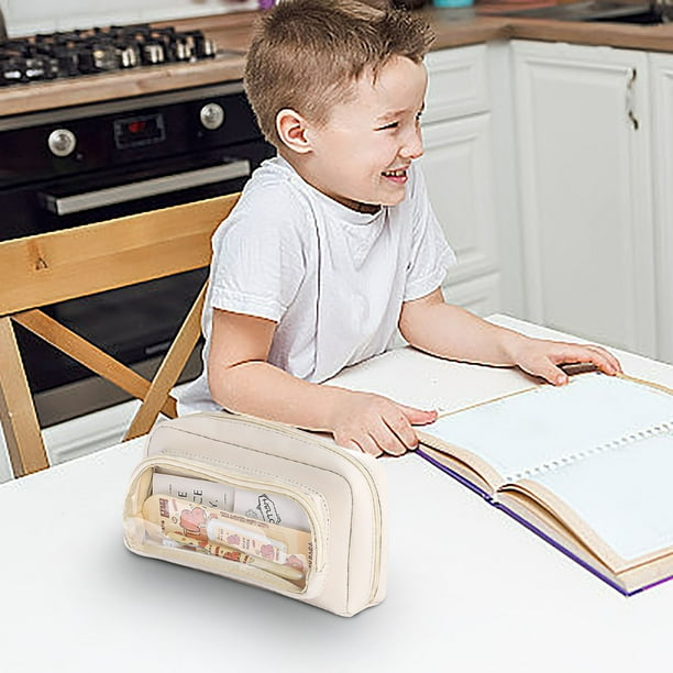 Estuche transparente de gran capacidad para lápices, estuche para lápices, estuche para lápices para estudiantes de secundaria y preparatoria, estuches para lápices para hombres y mujeres.
