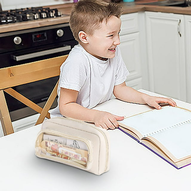 Estuche para lápices, bolsa para lápices, bolsas para lápices, estuche transparente de gran capacidad, estuche de papelería para estudiantes de secundaria y preparatoria, estuches para lápices para ho
