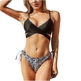 thumbnail image 1 of Traje de baño HUOGUO Traje de baño dividido con tiras teñidas anudadas para mujer, 1 of 5