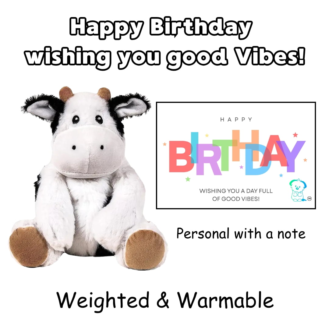 Send A Pet Weighted Cow Plush Gift – Birthday Card