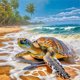 thumbnail image 1 of Kit Pintura Por Números Sobre Lienzo Arte Al Óleo Artesanal Imagen Tortugas Marinas Del 40x40cm, 1 of 9