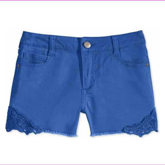 Epic Threads By Macy's Girls' Crochet Trim Shorts, City Blue, Size 10, $28