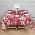 thumbnail image 3 of Red Christmas Snowflake Pattern Square Tablecloth,Waterproof Square Table Cover,Wipeable Spillproof Washable Table Cover for Home Kitchen Party Decor 60"x60"(152x152cm), 3 of 6