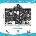 thumbnail image 2 of Halloween Doodle Elements Hooded Bath Towel，50"x30" for Ages 3 To 12 Kids, Quick Dry Lightweight Soft Microfiber Hood Beach Towel Cover Up for Kids, 2 of 7