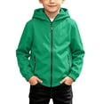 thumbnail image 2 of Spazoro Boys Hooded Jacket with Pockets, Lightweight Wind Resistant Zip-up Solid Color Casual Outerwear for Hiking Camping Green Size 12-13, 2 of 9