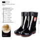 thumbnail image 3 of Botas de lluvia de terciopelo negras de media pantorrilla para trabajo de hombres, botas de agua de goma de PVC, pantorrilla alta, pantorrilla baja, punta redonda, uso para adultos, 3 of 5
