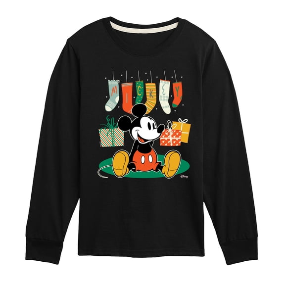 Disney - Mickey Stockings - Youth Long Sleeve Graphic T-Shirt