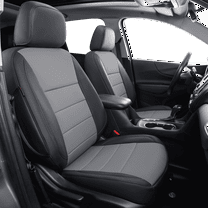 coverdream Traverse Leather Seat Covers Custom Fit for 2018-2024 Chevy Traverse LT,RS,Premier (7-Seater),2nd-Row Captain's Seat - Leatherette (Black/Gray,Full Set)