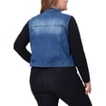 thumbnail image 3 of GRACE & GRANDEUR Veste Sans Manches en Denim Style Camionneur à Fermeture Éclair devant pour Femme Grande Taille, 3 of 6