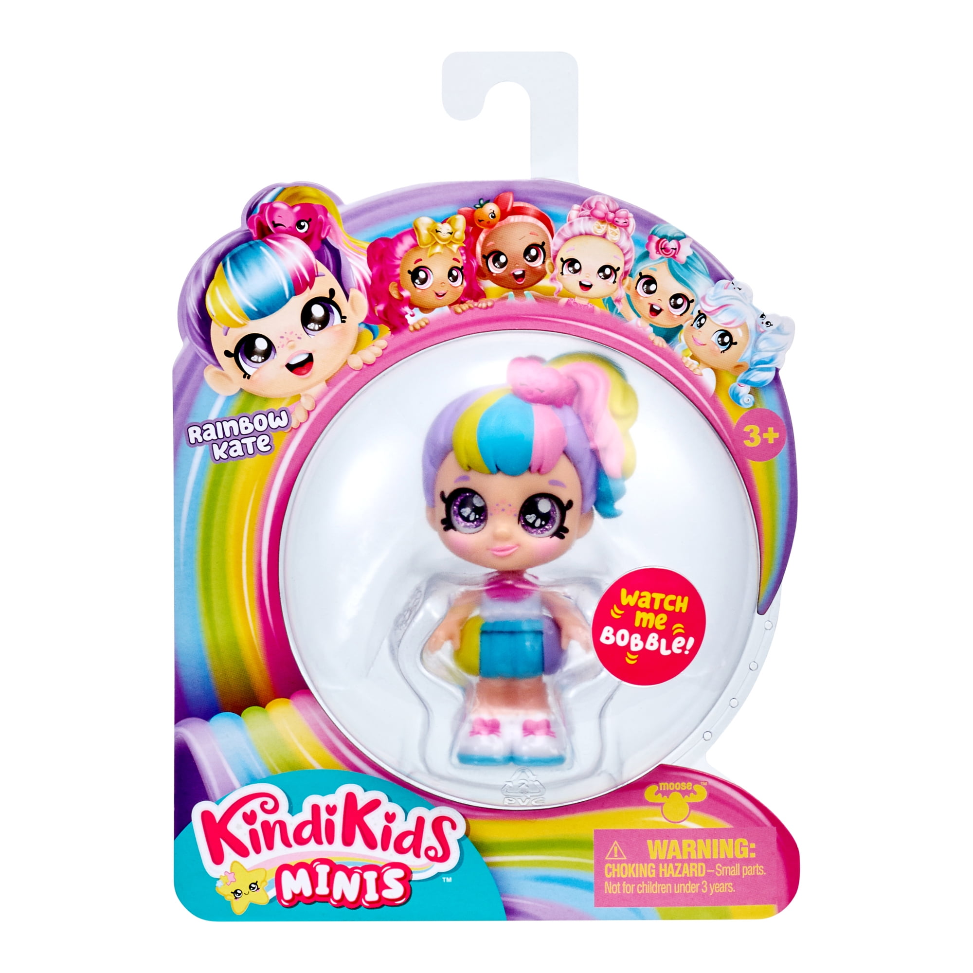 Kindi Kids Minis - Rainbow Kate - Posable Bobble Head Figure 1pc